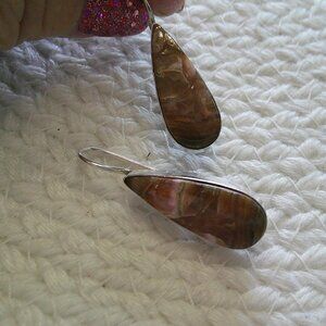 Natural RHODOCHROSITE Handmade Sterling 925 Dangle Earrings #418E